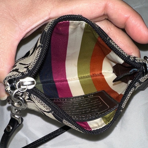 Coach Signature Collection Black and Gray Mini Wristlet - Picture 5 of 7
